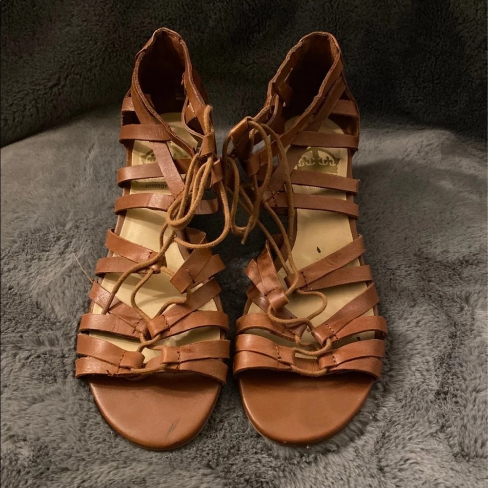 Crown Vintage Lace up Wedge Sandals